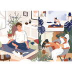 Trefl Prime 1000 Piece Puzzle - Yoga, Cats & Coffee: Peace of Mind